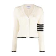 Thom Browne Vit Kabelull Cardigan Sweater White, Dam