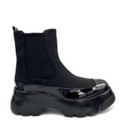 Jeannot Svart Tyg Sneaker Gummisula Black, Dam