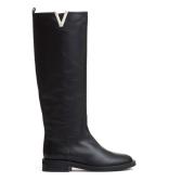 Via Roma 15 Ankelboots i svart läder Black, Dam