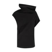 Fabiana Filippi Asymmetrisk T-shirt i kompakt tyg Black, Dam