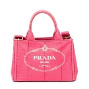 Prada Vintage Pre-owned Canvas handvskor Pink, Dam