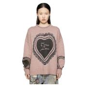 Acne Studios Faded Pink Printed Wool Blend Jumper Pink, Dam