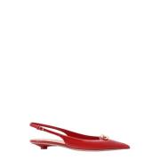 Valentino Garavani Patentläder Slingback med VLogo Signatur Red, Dam