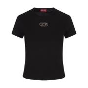 Diesel Svart Slim Fit T-shirt med Oval D-logotyp Black, Dam