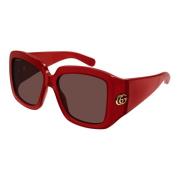 Gucci Burgundy/Brown Solglasögon Red, Dam