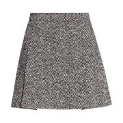 Moschino Herringbone A-Line Flared Skirt Black, Dam