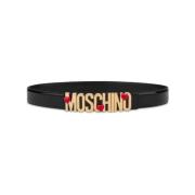 Moschino Svart Läder Hjärta Charm Bälte Black, Dam