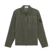 Stone Island Zip-Up Overshirt i Muschio Grön Green, Herr