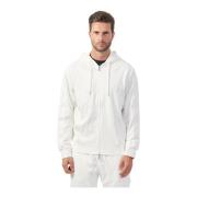 Armani Exchange Vit Hoodie Tröja Dragkedja Logo White, Herr