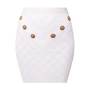 Balmain Stickad kjol med rutmönster White, Dam