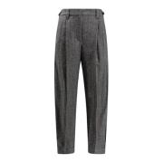 Brunello Cucinelli Ullblandad byxa med Pince-detalj Black, Dam