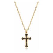 Nialaya Mens Gold Necklace with Black CZ Cross Yellow, Herr