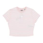 Guess Randig Crop Tee Bomull Blush Multicolor, Dam