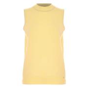 Kocca Ribbad Hög Hals Tank Top Yellow, Dam