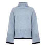 Kocca Polo Neck Jumper med vida ärmar Blue, Dam