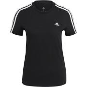 Adidas Andningsbar Bomull Slim 3-Stripes T-shirt Black, Dam