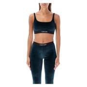 Tom Ford Mörk Emerald Velvet Bralette Topwear Aw24 Green, Dam