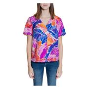 Vila Rosa V-ringad Tryckt Blus Multicolor, Dam