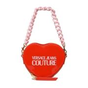 Versace Jeans Couture Röd Glänsande Hjärtformad Axelväska Red, Dam