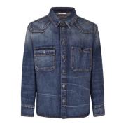 Valentino Garavani Denim Skjorta med Logoed Knappar Blue, Herr