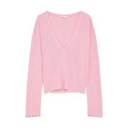 Patrizia Pepe Essentiell Ribbstickad Topp Pink, Dam