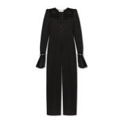 Saint Laurent Silk Jumpsuit med spetsdetaljer Black, Dam