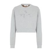 Fendi Broderad Crewneck Sweatshirt Grå Bomull Gray, Dam