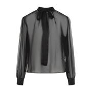 Dolce & Gabbana Nero Blus, Stiligt Dammode Topp Black, Dam