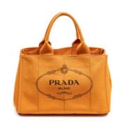 Prada Vintage Pre-owned Canvas handvskor Orange, Dam