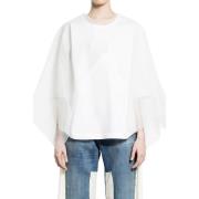 Undercover Vit Bomull Jersey Blus med Tulle White, Dam