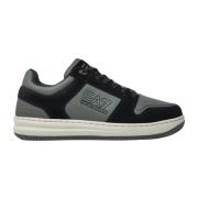 Emporio Armani EA7 Svarta lädersneakers med sidologo Black, Herr