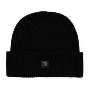 Hugo Boss Svart Ull Logo Beanie Mössa Black, Herr