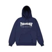 Thrasher Navy/White Skatemag Hood Långärmad Sweatshirt Blue, Herr