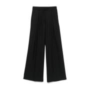 Semicouture Svarta Palazzo Byxor Twill Väv Black, Dam