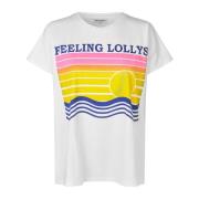 Lollys Laundry Grafiskt Tryck T-shirt Vit White, Dam