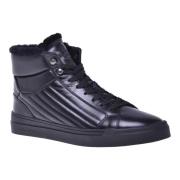 Baldinini Trainers in black quilted leather and leather Black, Herr