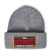 Dsquared2 Chunky Ribbed Wool Beanie Grå Gray, Herr