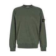 Stone Island Grön Bomullsfleece Sweaters Green, Herr