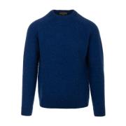 Irish Crone Crew Neck Jumper Sweaters Blue, Herr