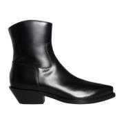 Dolce & Gabbana Svarta Läder Ankelboots Premiumkvalitet Black, Dam