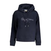 Pepe Jeans Blå hoodie med logotyptryck Blue, Dam