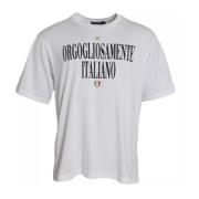 Dolce & Gabbana Logodetalj Bomull T-shirt Tillverkad i Italien White, ...