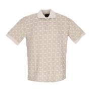 Dolly Noire Monogram Jacquard Oversize Polo Skjorta Vit Beige, Herr