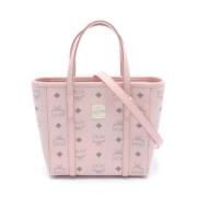 MCM Pre-owned Pre-owned Canvas totevskor Pink, Dam