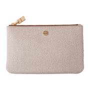 Borbonese Vit Dragkedja Flat Clutch White, Dam