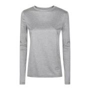 Eleventy Långärmad rund hals Tencel bomull T-shirt Gray, Dam