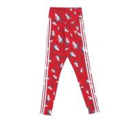 Adidas Power Red/Multicolor Leggings Elastisk Midja Multicolor, Dam