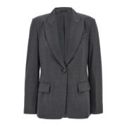 Brunello Cucinelli Ullblazer med 'Monile' detalj Gray, Dam