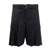 Sacai Randig ull Bermuda shorts Black, Herr