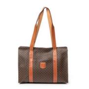 Celine Vintage Pre-owned Belagd canvas axelremsvskor Brown, Dam